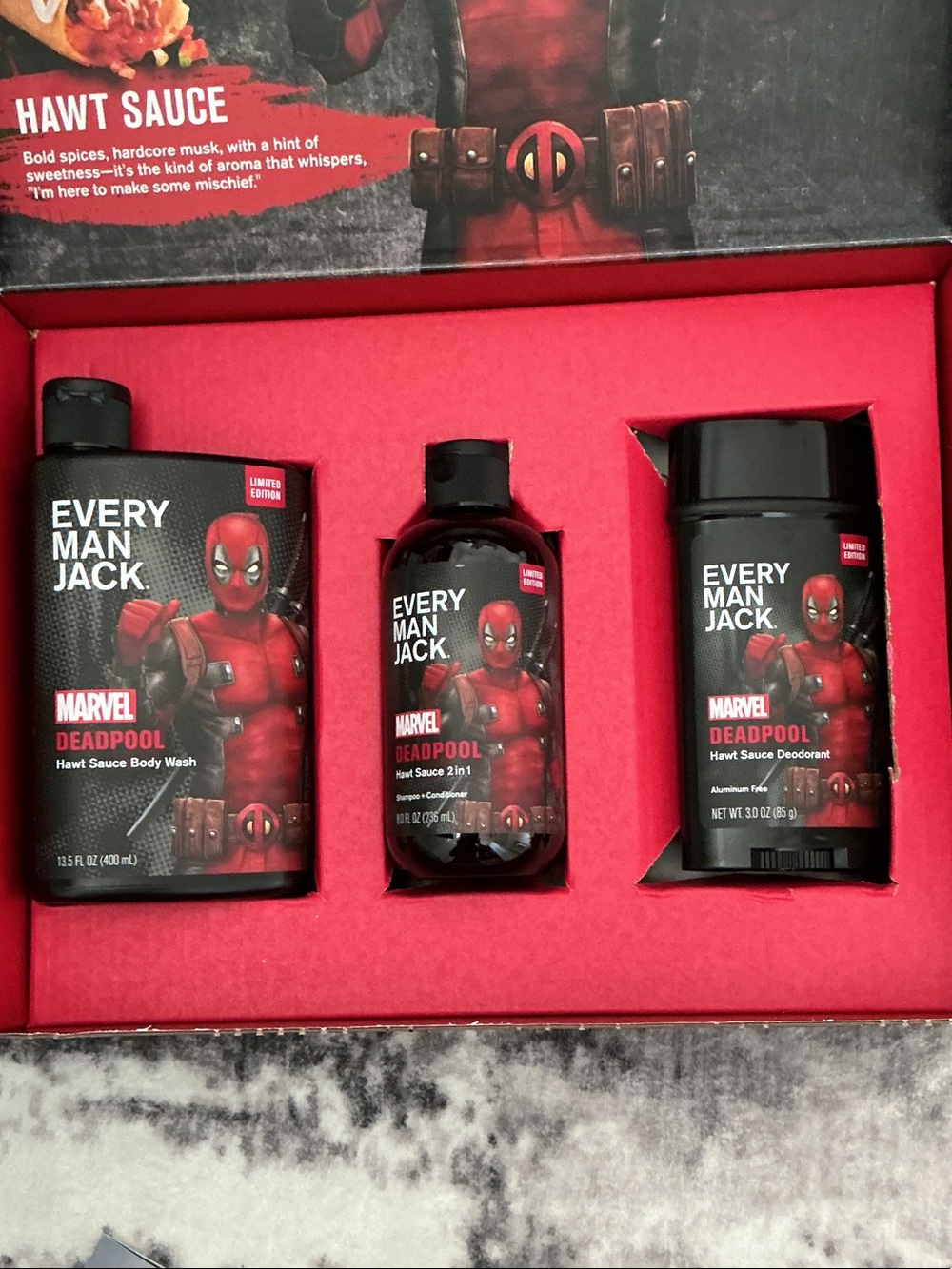 Every Man Jack x Marvel Deadpool Men’s Hair and Body Kit — Red Black